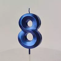 Свеча цифра "8", синяя