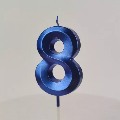 Свеча цифра "8", синяя