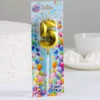 Свеча цифра "5" Грань, золото