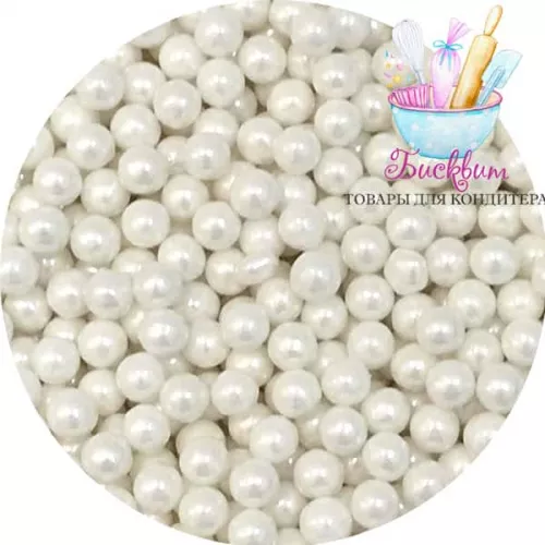 Посыпка жемчуг белый 10мм, 50г