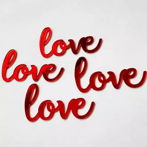 Набор зеркальных топперов "LOVE" красный, 4 шт Набор зеркальных топперов "LOVE" красный, 4 шт