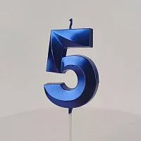 Свеча цифра "5", синяя
