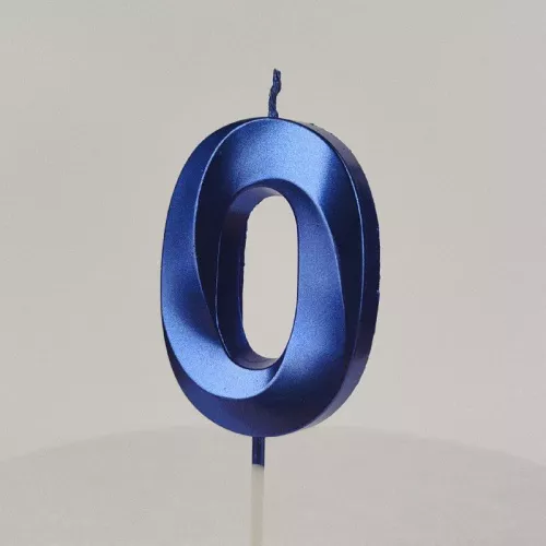 Свеча цифра "0", синяя