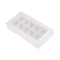 Коробка для 10 конфет, белая с прозр. крышкой, 23*11*3,5см