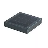 Коробка для 9 конфет с прозр. крышкой, графит 15,5*15,5*3см