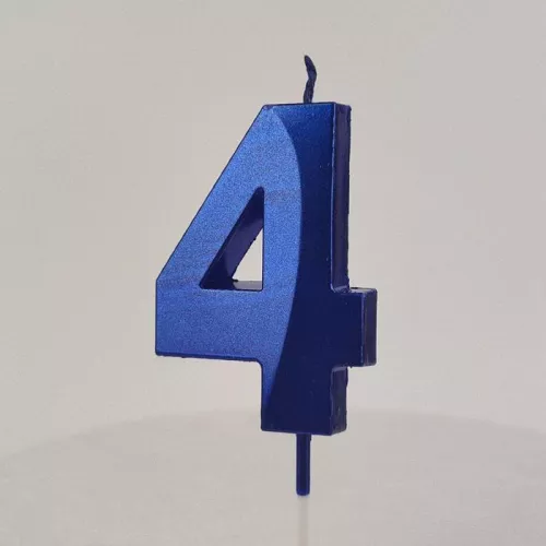 Свеча цифра "4", синяя