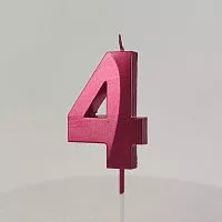 Свеча цифра "4", красная
