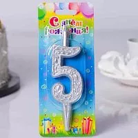 Свеча для торта "Серебряный узор" №5