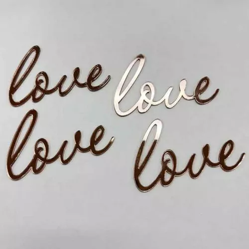 Набор зеркальных топперов изящных "Love" розовое золото, 4 шт