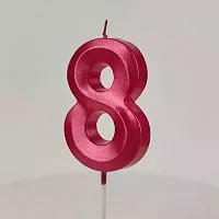 Свеча цифра "8", красная