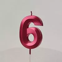 Свеча цифра "6", красная