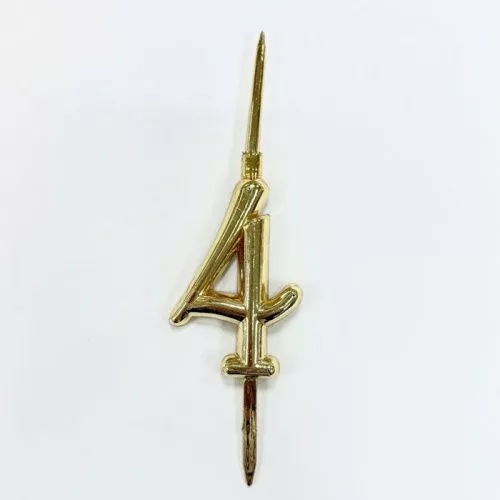 Топпер-свеча "4" пластик, золото