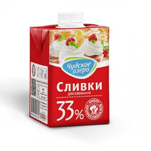 Сливки "Чудское озеро" 33%, 0.5л.